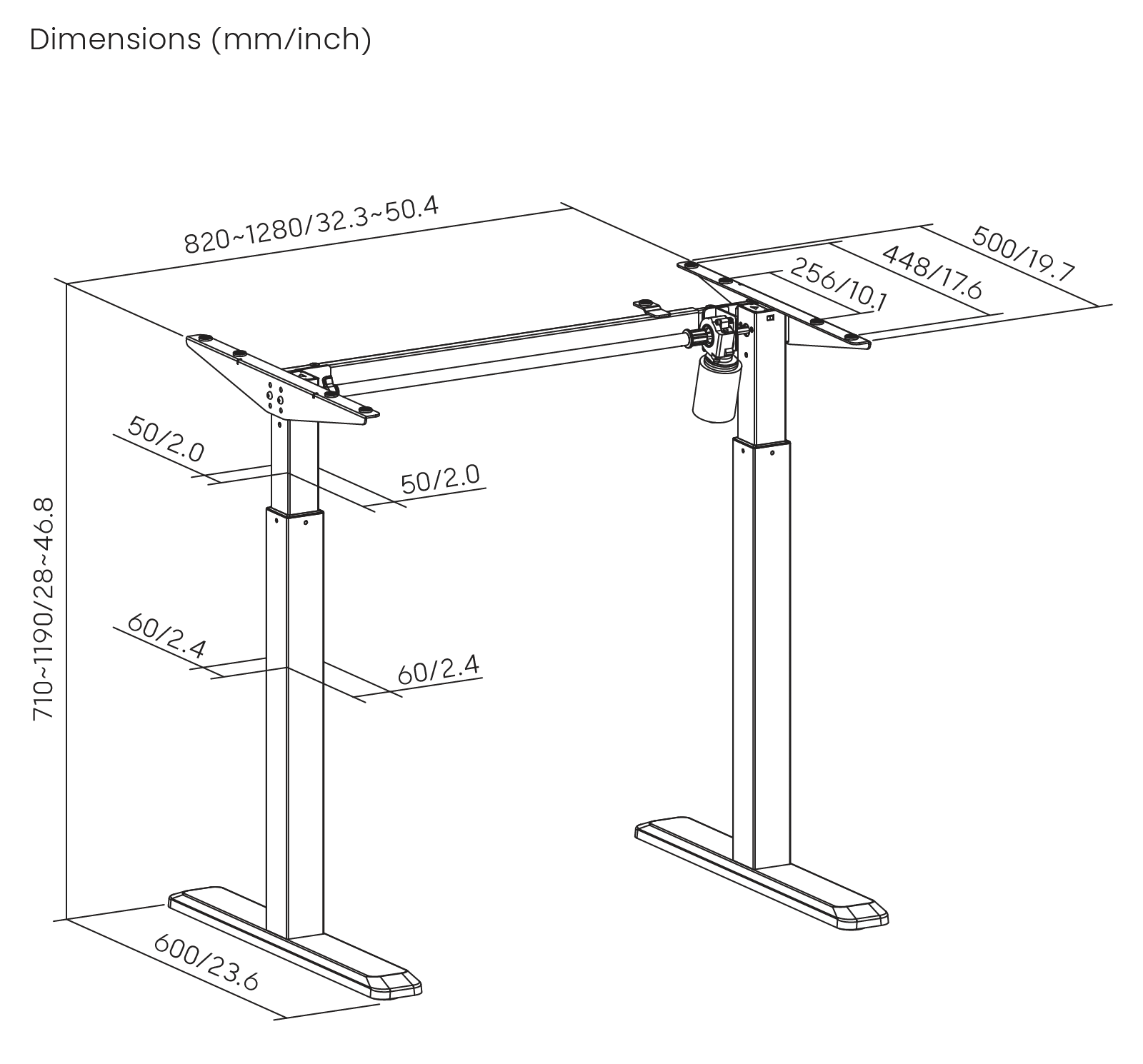 Electric Height Adjustable Standing Desk (Standard) - Frame only - Purpleark