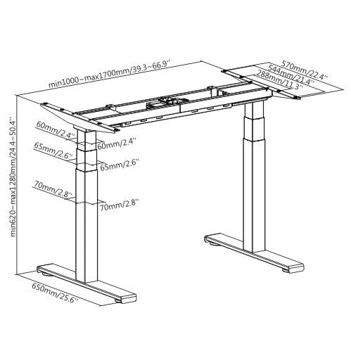 Electric Height Adjustable Table (3 Stage-Premium) - Purpleark